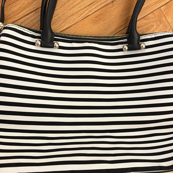 Kate Spade black white striped medium tote - like new - Picture 6 of 9